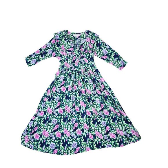 Vintage Dresses & Skirts - Vintage Bloomcore Botanical Floral Spring Dress